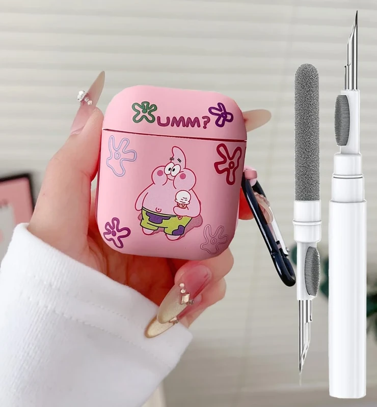 Cute Case for Airpod 2nd 1st Generation Case, Funny 3D Cartoon Kawaii Cool Airpods Cases Cover Skin with Cleaning Kit & Keychain for Apple Air pod Gen 2 & 1 for Boys Girls Kids Teen,Pink PStar