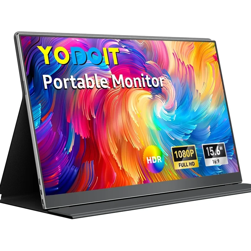 Yodoit 15.6\" Portable Monitor - 1080p IPS Screen with USB-C & Speakers