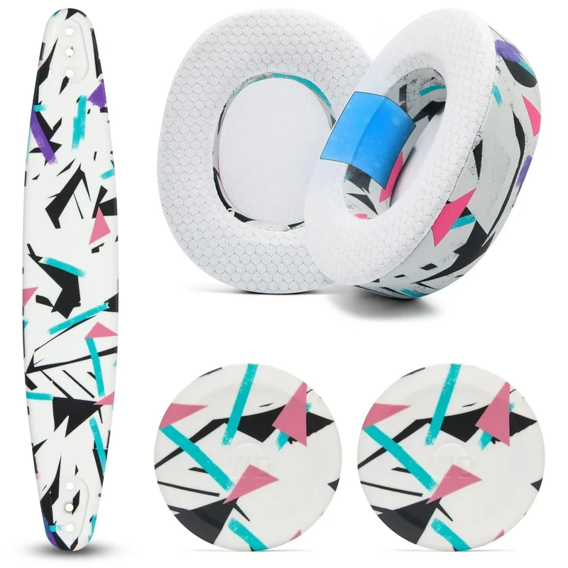 WC Mod Kit Nova Pro Wireless & Nova Elite - Cooling Gel Earpads, Silicone Headband, & Magnetic Plates for SteelSeries Arctis Nova Pro Wireless & Nova Elite by Wicked Cushions | 90's White