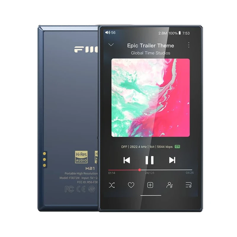 FiiO M21 Android 13 Portable Music Player MP3 Walkman Snapdragon 680 4* CS43198 DAC Chips Hi-Res Audio DSD Bluetooth LDAC (Blue-Black)