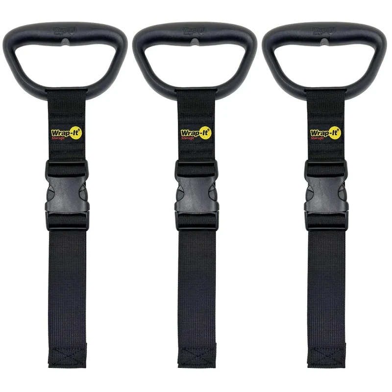 Clip 'n Carry Wrap-It Storage Straps - 25" (3-Pack) - Carrying Straps for Water Hose Storage and Extension Cord Holder