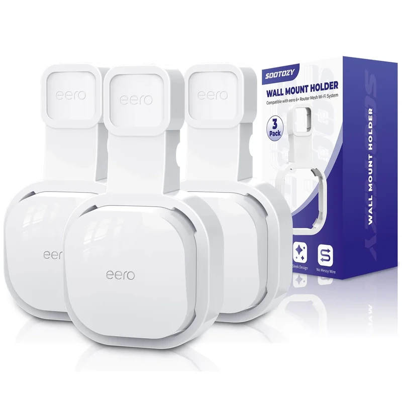 Sootozy Wall Mount for eero 6 & 6+ - Space Saving Bracket (3pcs White)
