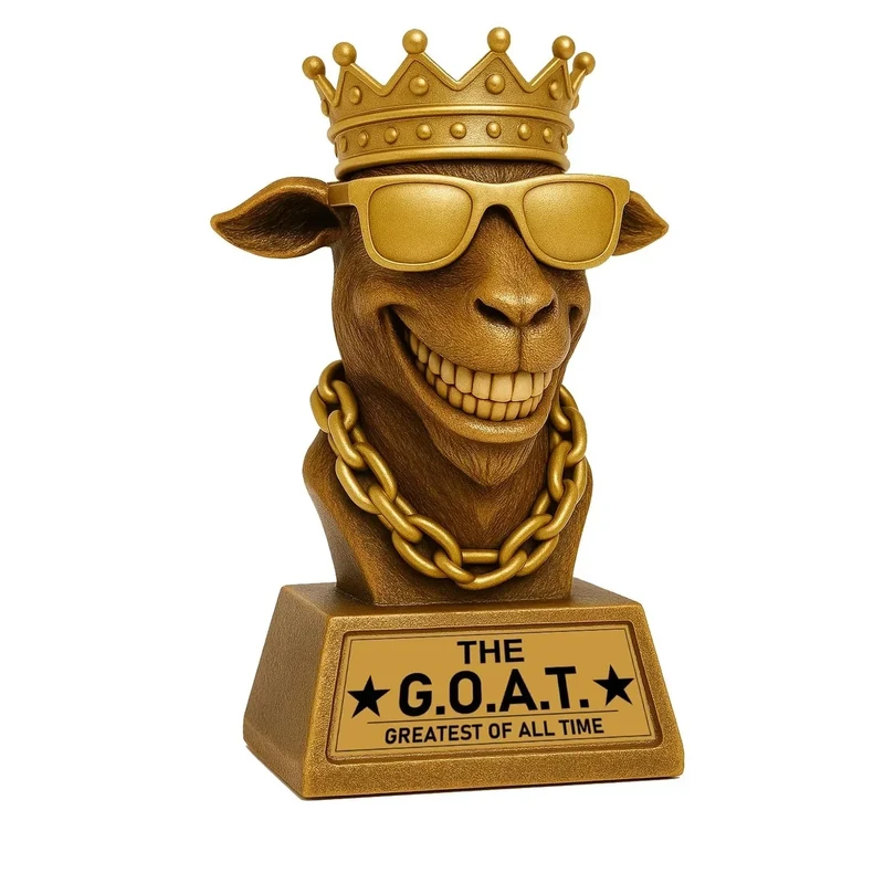 Bambluby Goat Trophy – 7" G.O.A.T. Resin Award for Fantasy Football, Office Desk, Best Player Trophy - Image 1