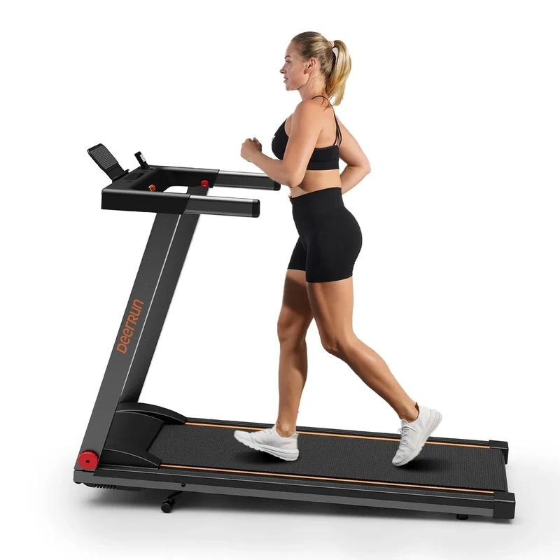 DeerRun Foldable Treadmill for Home with 6% Manual Incline & Handlebar, Compact Folding Walking Pad Treadmill for Walking, Jogging & Running, 0.6-7.5 MPH, 300 lb Capacity, App & Remote Control