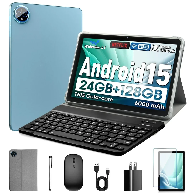 Aobante 10" Android 15 Tablet - 24GB RAM 128GB 6000mAh Dual Camera