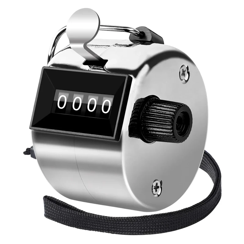 FEBSNOW Metal Handheld Tally Counter Clicker 4 Digital Number Click Counter