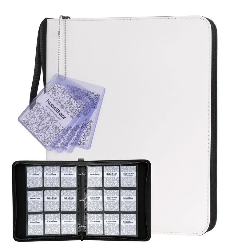 Card Binder – 720 Capacity, Zippered Trading Card Holder for MTG, Sports & Collectible Cards – Acid-Free, Durable & Travel-Friendly Storage (White, 9 Pocket)
