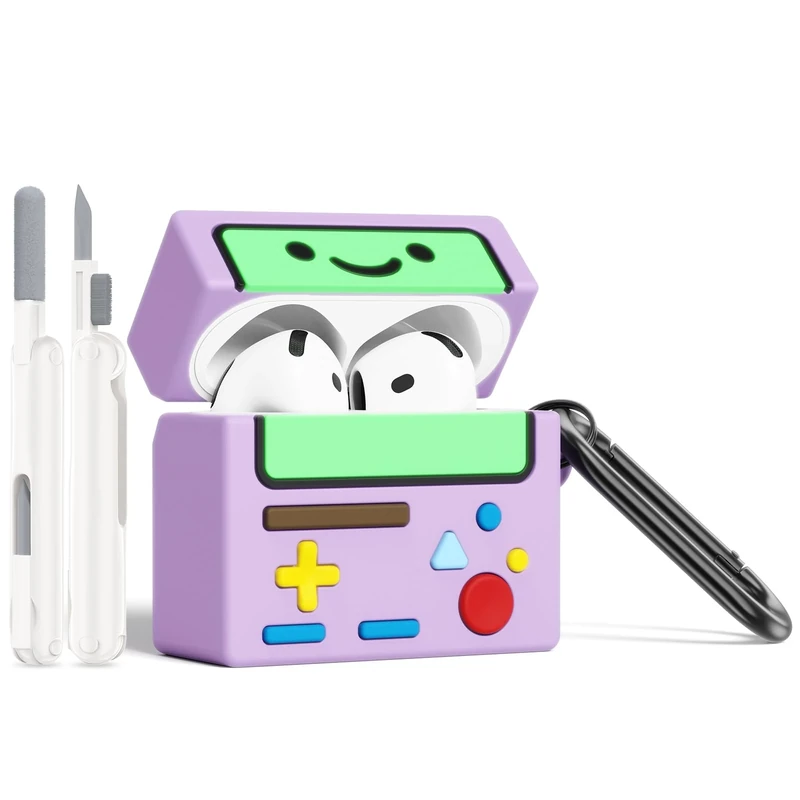 AirPod 4 Case Cover, KOREDA Cute Cartoon Game Case for Airpods 4th Generation (2024), Funny Kawaii 3D Cartoon Silicone Case for Women Girls (Purple)