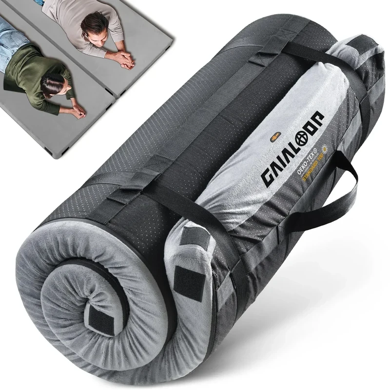 Gaialoop Memory Foam Camping Mattress Sleeping Pad 2PCS [Car/Tent/Cot] Glamping Portable Floor Mat Roll Up Futon Mattress for Guests Sleepover 2PCS