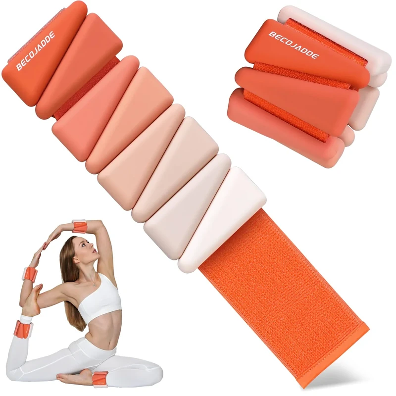 BECOJADDE Ankle Weights for Women Wrist Weights Set of 2 (2 lb Each) Adjustable Arm Leg Weight for Womens Men Suitable for Walking Swimming Running Pilates Yoga Gym, Gradient Orange