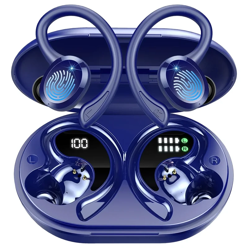 Wireless Earbuds Sport, 2025 Bluetooth 5.4 Headphones with Earhooks, 48H Stereo Deep Bass Over Ear Buds with 4 ENC Noise Canceling Mics, IP7 Waterproof Earphones for Running Workout Gym (Android/iOS)