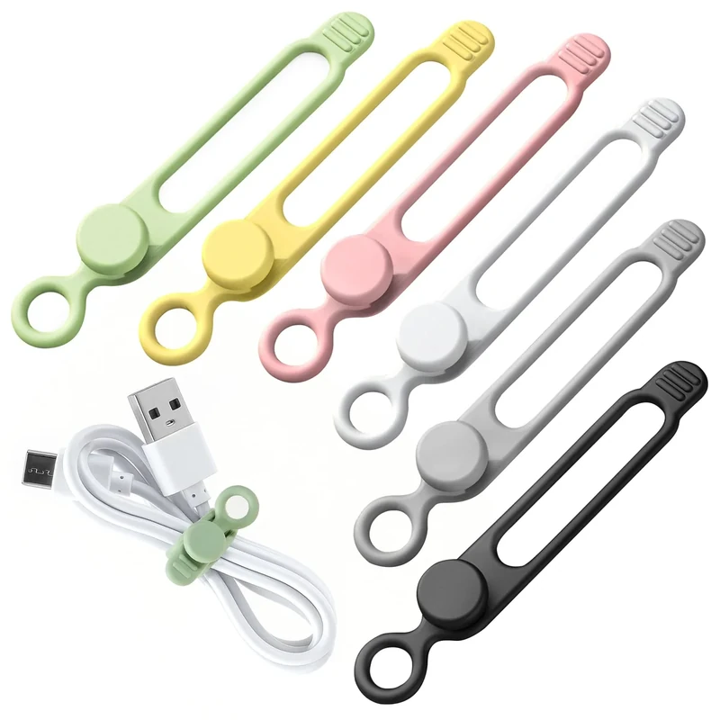 AWROSE 30 Silicone Cable Ties - Elastic Organizers for Home & Office