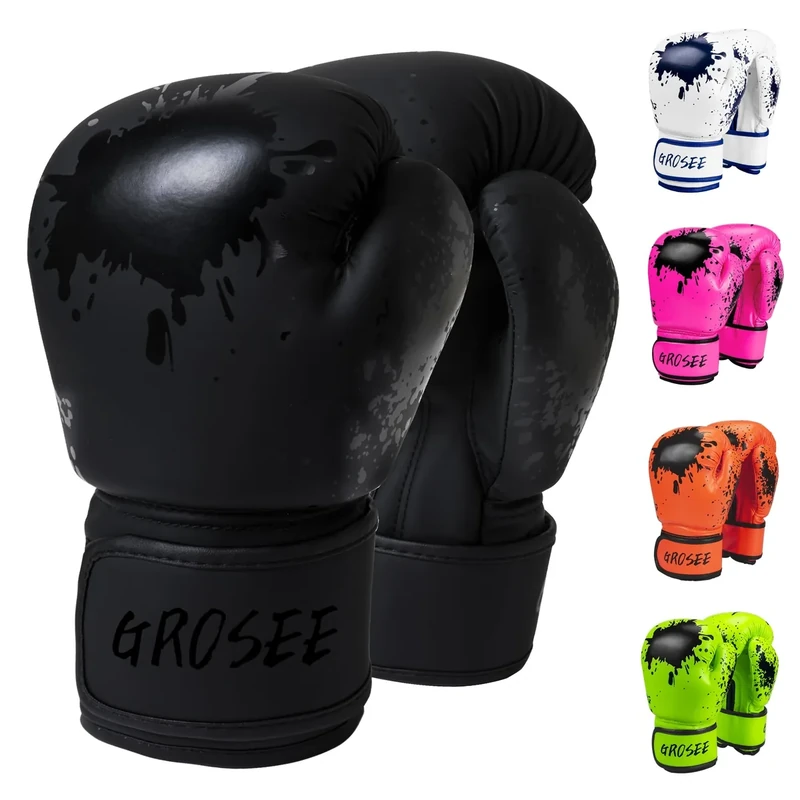 Kids Boxing Glove 6oz 8oz, Youth, Boys and Girls Training Sparring Gloves for Punching Bag, Kickboxing, Muay Thai, MMA, Gift for Age 6-15 Years (Black, 10 oz (100-125 lbs))
