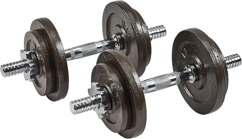Fitvids Adjustable Dumbbell Set 40LB Cast Iron Weight Plates with Non-Slip Ergonomic Handles 40LBS Gray