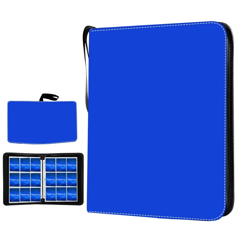 Baseball Card Binder Album with 900 Pockets - Perfect for Trading, Football, and TCG Cards - Sports Card Binders with 50 Sleeves (Large-Sport Blue)
