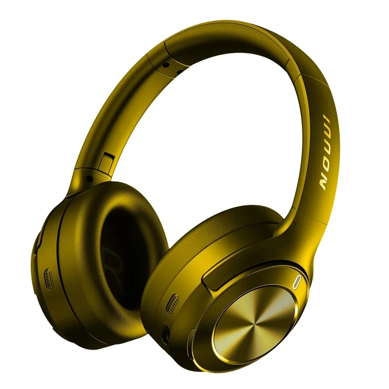 Hybrid Active Noise Cancelling Headphones, Wireless Bluetooth Headphones with Hi-Res Audio, Deep Bass, Transparent Mode, 70H Playtime Over Ear Bluetooth Headset with Fast Charging for Travel(Yellow)