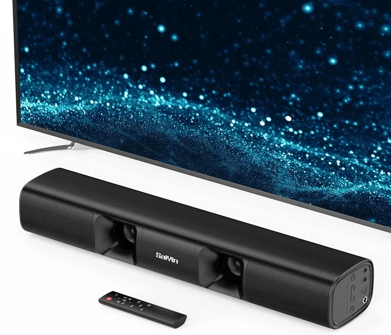 Sound Bar for Smart TV - 50W Powerful TV Sound Bar with Crystal Clear Dialogue & Enhanced Bass | 17-Inch Compact Soundbar for TV with Bluetooth 5.3, Optical & AUX, perfect for Smart TVs, PC, Projector