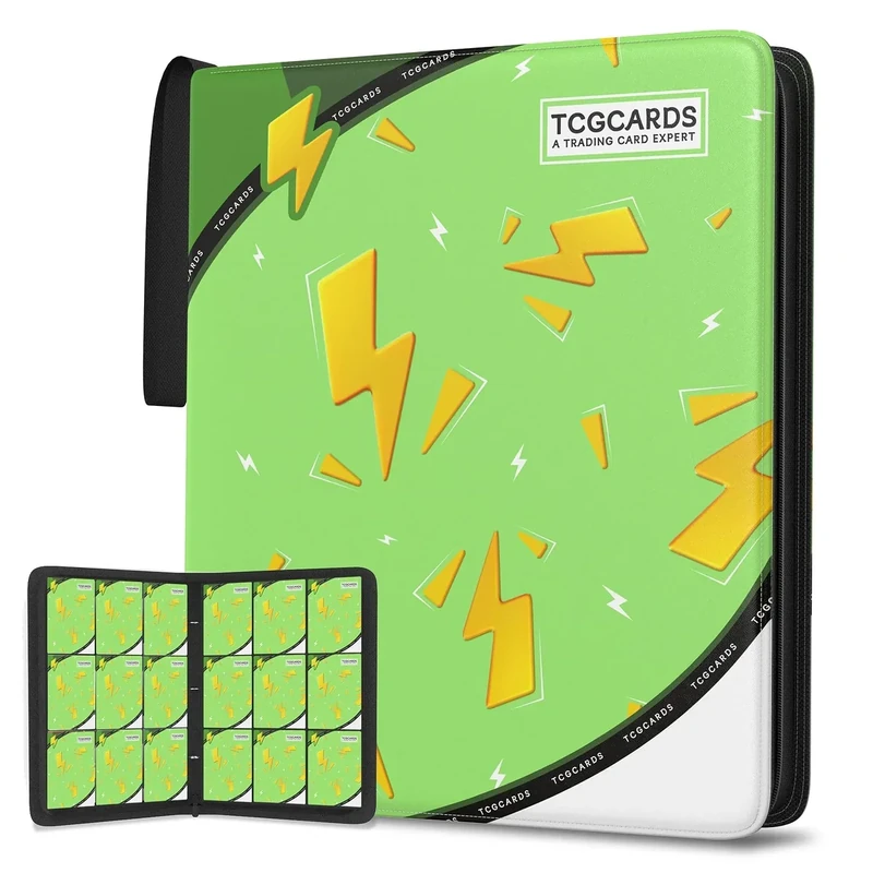 Trading Card Binder 9 Pocket,Card Binder 900 Pockets,Card Book Holder Cards with 50 Removable Sleeves,3-Ring Zip Design MTG/TCG/Sport Collectible Trading Card Albums Gifts for Boys and Girls (Green)