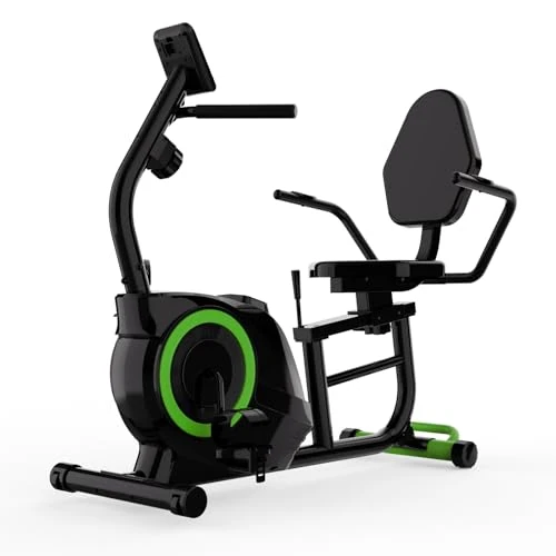 Recumbent Exercise Bike for Home Use, Quiet Recumbent Stationary Bikes for Adults & Seniors, 16-Level Resistance, Adjustable Seat, Supports 400LB, Pulse Sensors & LCD Display (Green)