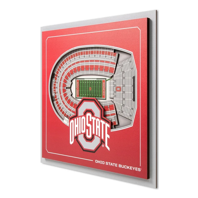 YouTheFan Officially-licensed NCAA Ohio State Buckeyes Stadium Series 3D Wall Art - multi-layer team stadium replica, detailed sports fan gift, indoor decor