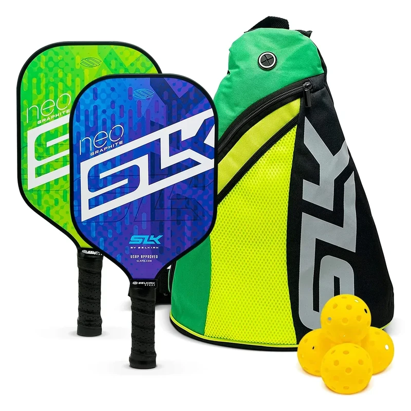 Selkirk Sport SLK Neo Graphite Pickleball Paddle Set of 2 | Designed in The USA | Graphite Paddles for Superior Power | Pickleball Starter Set | Green Purple