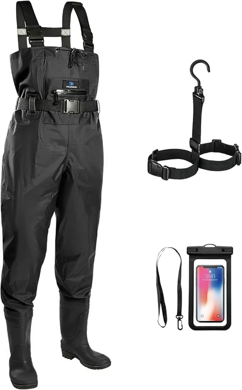 Trudave Chest Waders for Men with Boots, 2-Ply Nylon/PVC Waterproof Fishing & Hunting Waders for Men and Women