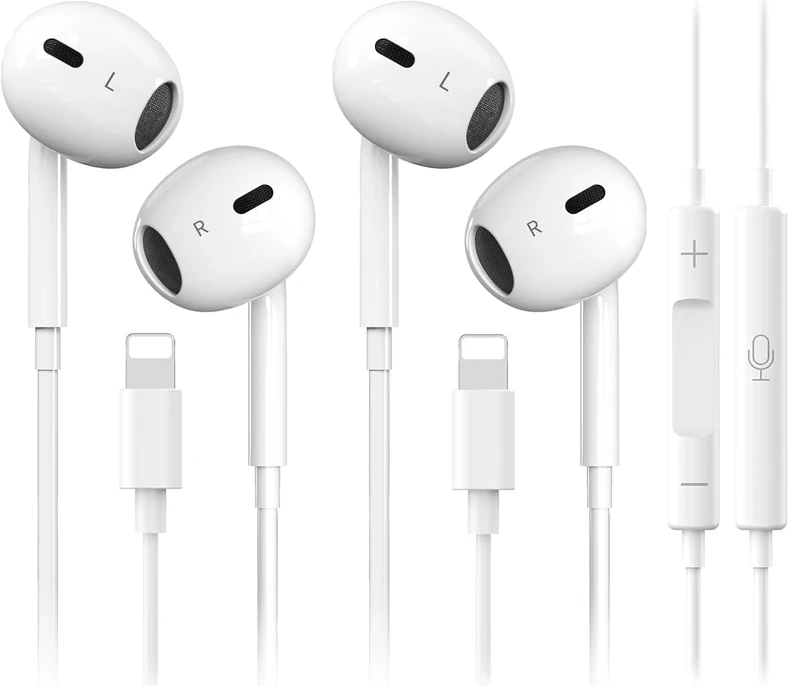 Docutca 2-Pack iPhone Wired Earbuds - Noise Reduction, Mic & Volume