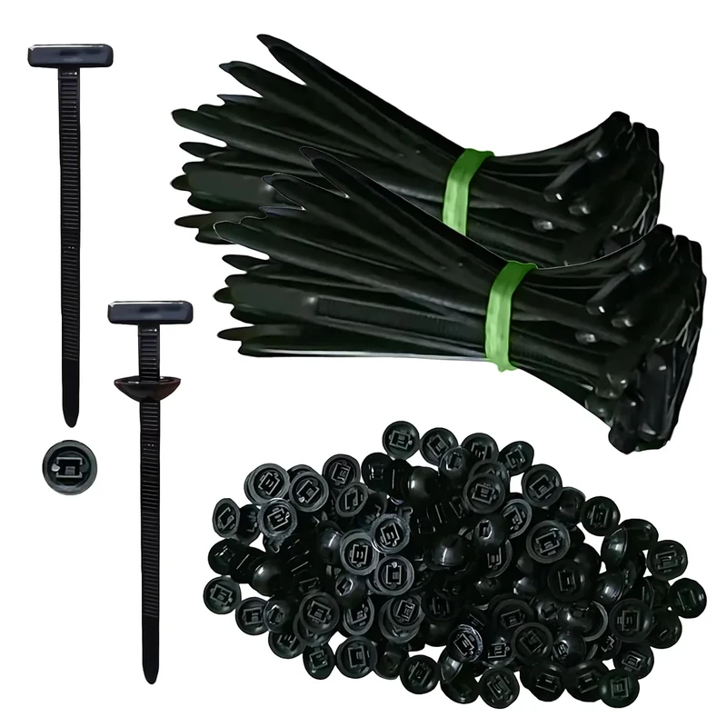 CALORPET 200PCS Nylon Cable Tie Buckles - Zip Ties with Pin & Button