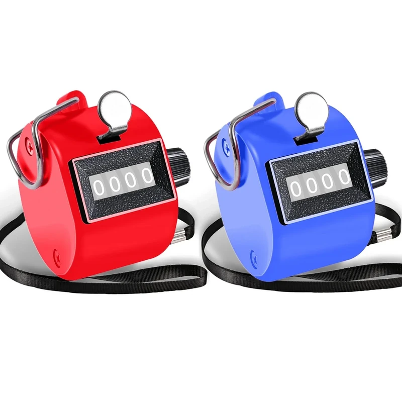 2pc Hand Tally Clicker Counter 4-Digit Number Clicker Counter, TESEAS Handheld Mechanical Counters Pitch Umpire Click Counter for Coaching, Knitting, People, Lap, Fishing, Golf, Sport Row School Event