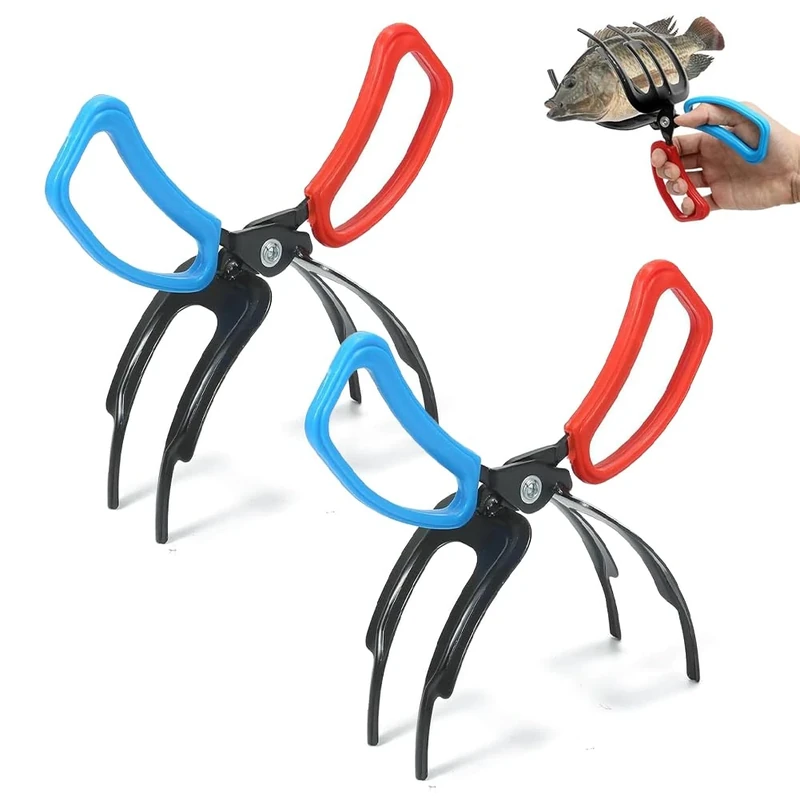 FXOICMI 3 Claw Fish Gripper, Metal Fishing Pliers Gripper, Non-Slip Fish Grabber Tool, Multifunctional Fish Grips Clamp for Catch and Release, Lightweight Fishing Accessories