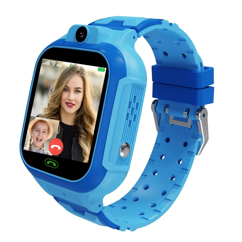 4G Kids Smart Watch GPS Tracker - Smartwatch with Two Way Call Video Calling Voice Chat SOS Class Mode Stopwatch Pedometer Games Wi-Fi Touch Screen Alarm Clock Smartwatches for Boys Girl (Blue)