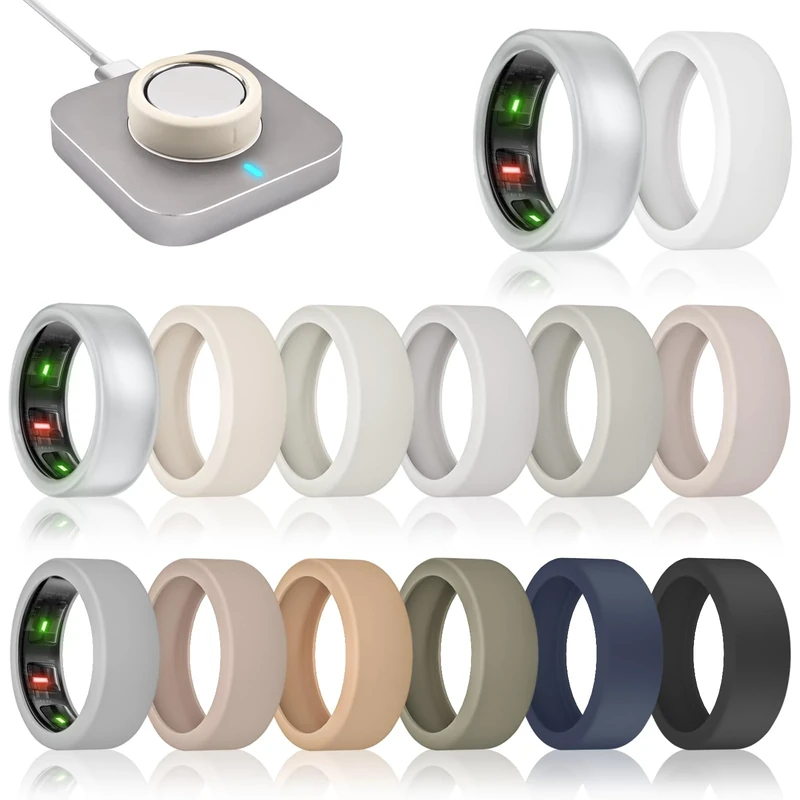sylacor 14-Pack Ring Cover - Silicone for Oura Gen 4/3, Charges On