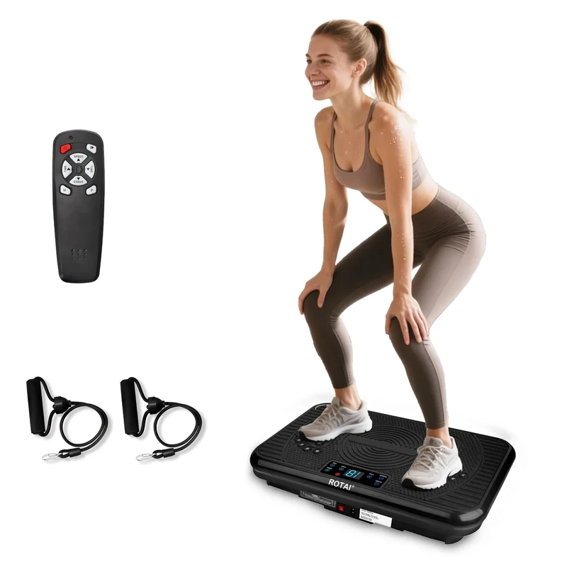 ROTAI Shake Plate Vibration Exercise Machine for Lymphatic Drainage Massager and Weight Loss, 400 lbs Capacity Whole Body Vibrating Plate Workout Fitness Platform for Women and Men (Black)