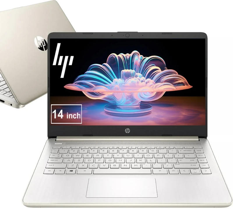 HP Home Laptop - 8GB RAM, 1.1TB Storage, Win 11, Pale Gold