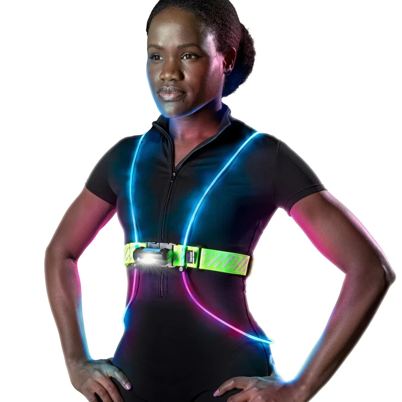 noxgear Tracer2 Multicolor Light Up and Reflective Running Vest with 500 Lumen Chest Light | Adjustable Fit, Rechargeable, Waterproof | Running Lights for Runners and Walkers |(Size: Small) - Image 1