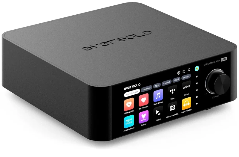 Eversolo Play | Music Streamer with DAC & Amplifier 60W×2ch(8Ω) / 110W×2ch(4Ω) | 5.5" LCD Touchscreen, Support Room Correction & Multi Room System, Stream Qobuz, Tidal&More | Black (Standard Edition)
