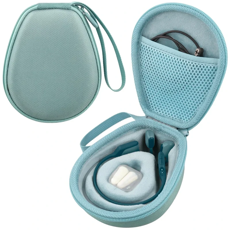 co2CREA Hard Case for SHOKZ New OpenRun Pro 2/1/Mini, OpenRun Standard/Mini, OpenMove, OpenSwim Pro, OpenSwim, Compatible with All SHOKZ Open-Ear Bone Conduction Sport Headphones, Cyan Case