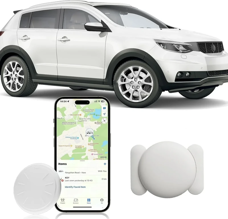 Tracker Device for Vehicles,Real Time GPS Car Tracker Work with Apple Find My(iOS Only),No Monthly Fee Anti-Theft Hidden Car GPS Tracker with Magnetic Case (White,1PCS)