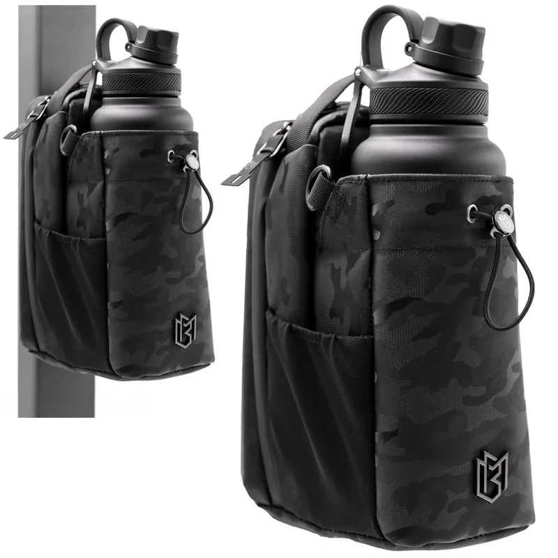 Magnetic Bottle Bag Sling Bag for Men and Women | Gym Bag for Gym, Travel, Work, and Sports | Keep Your Items off the Dirty Gym Floor With Magnetic Attachment (Black Camo) - Image 1