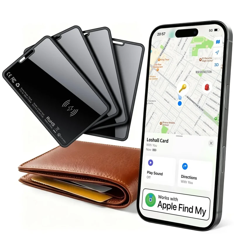 2026 New [Apple MFi Certified] Slim Wallet Tracker Card 0.09in for Apple Find My (iOS Only), GPS Tracker Card (4 Pack) for Airtag Wallet, Wireless Charging, Key Finder and Item Locator for Passport
