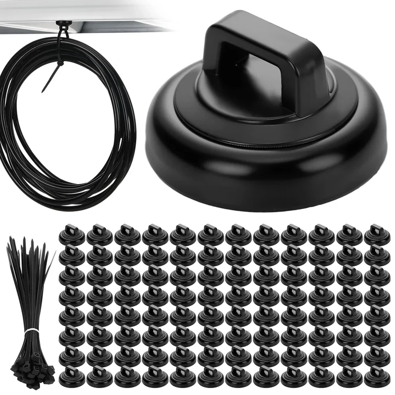 Leinuosen 30 Set Magnetic Zip Tie Mount and Nylon Cable Ties, 19 mm Multipurpose Wire Cable Holder Mount Wire Clips Management Electrical Organization Supplies (Black)