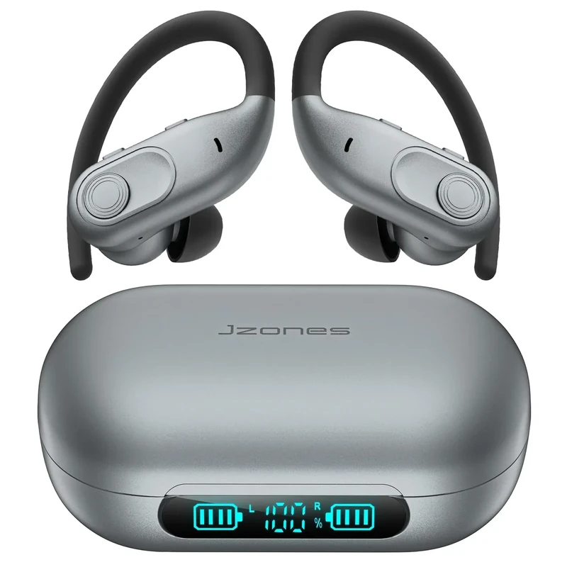 Jzones Earbuds - 130hrs Playtime, 2500mAh LED Case, Bass, Waterproof