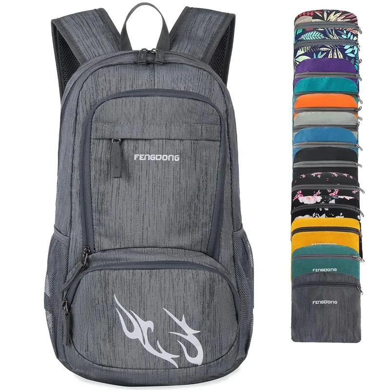 FENGDONG 35L Lightweight Foldable Waterproof Packable Travel Small Hiking Backpack Daypack for men women Dark Gray