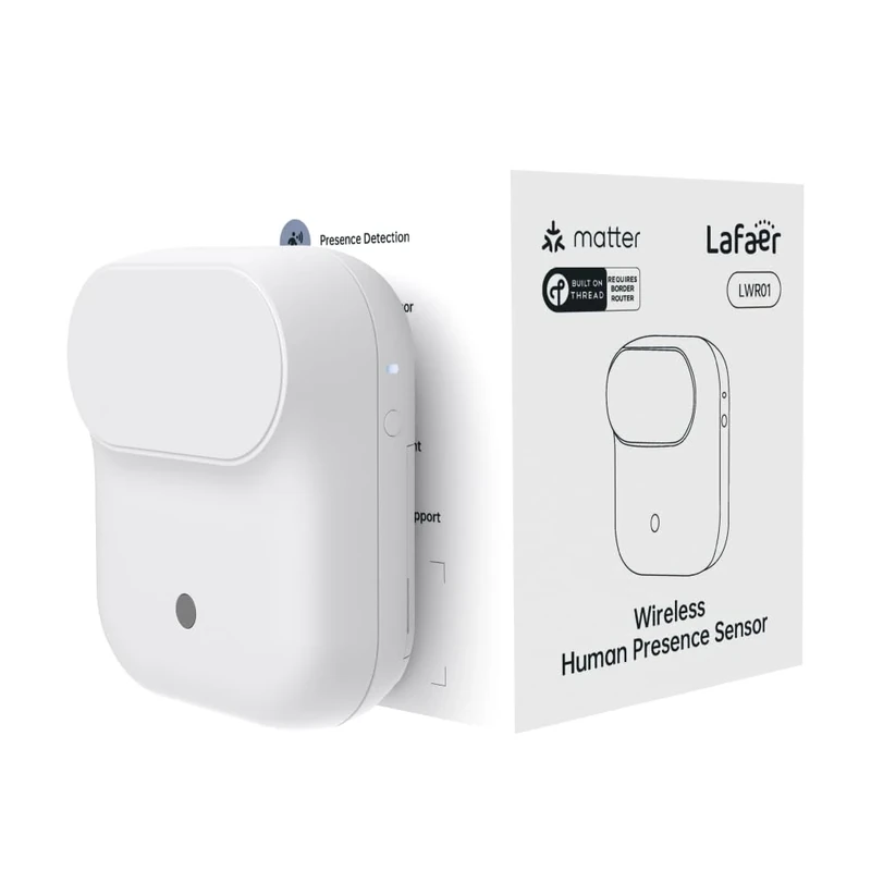 Lafaer Wireless Human Presence Sensor LWR01, mmWave Radar, Occupancy & Motion Sensor, Battery-Powered, IPX3 Water Resistant, Matter Over Thread, Requires Thread-Compatible Smart Home Hub/Router