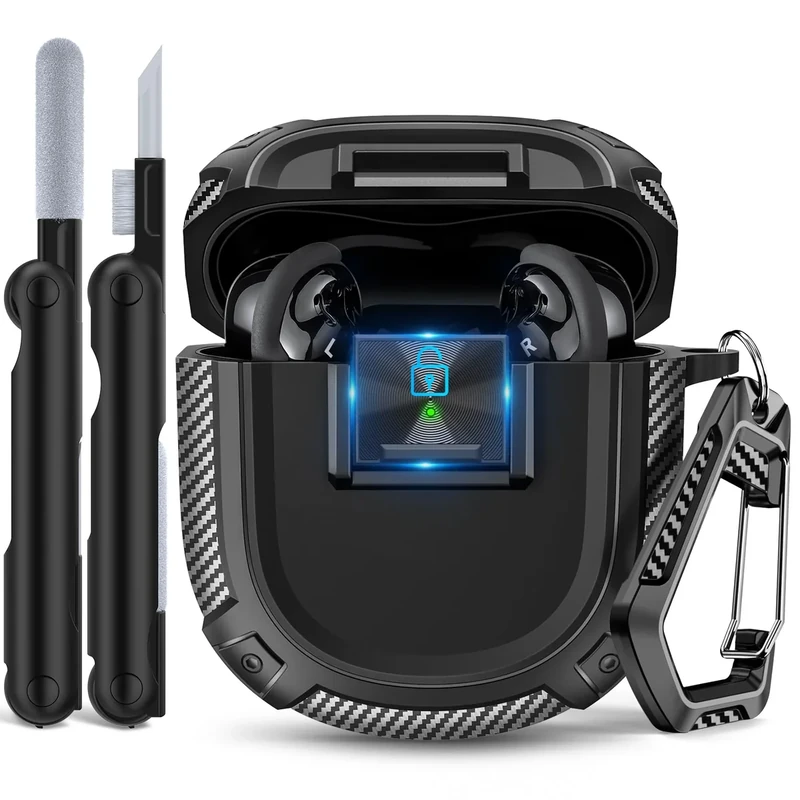 Sucure Lock Case for Bose Quietcomfort Ultra (2023) / Bose QC II (2022) Case Cover with Lock Clip & Cleaner Kit Pen, Impact Resistant Hard Shell Headphone Case with Men Women (Black)