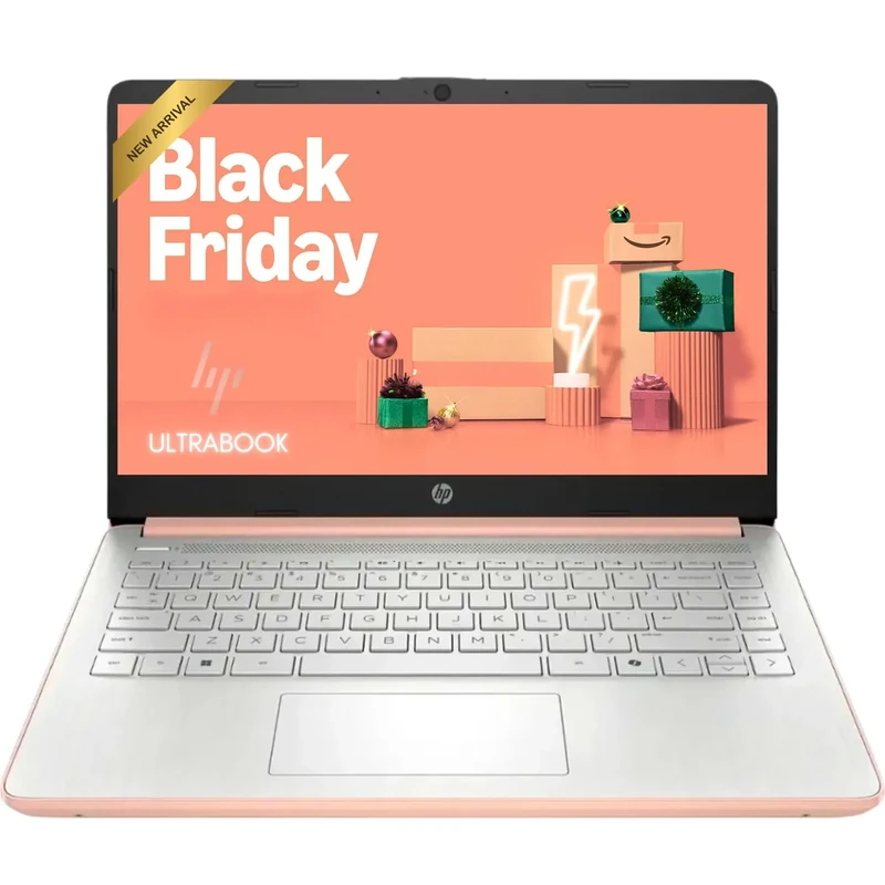 HP Rose Gold 14" Laptop - Intel 4-Core, 8GB RAM, 1.1TB, Windows 11