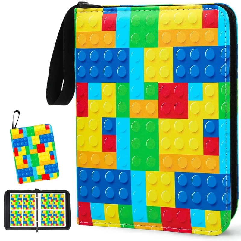 400 Pocket Trading Card Binder with 50 Removable Sleeves, Portable Zippered Card Holder, Collection Album Book Case Storage for MTG, TCG, Sports, Game Cards (Building Block)