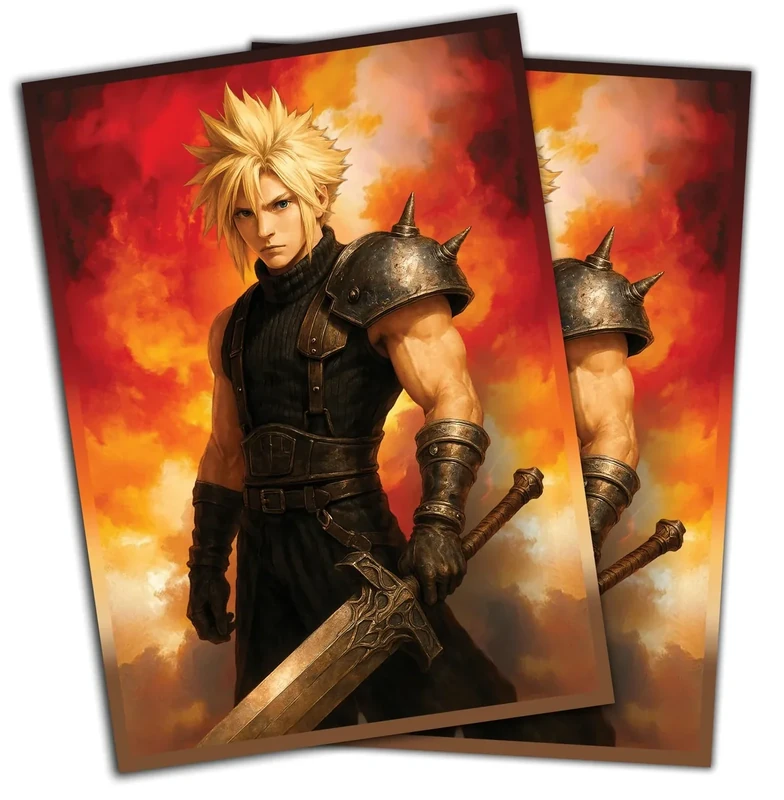 Anime Mercenary Soldier Card Sleeves 100 Pack – Compatible with MTG & TCGs – Perfect for Cloud Final Fantasy Commander Decks – Premium Card Game Sleeves for Magic