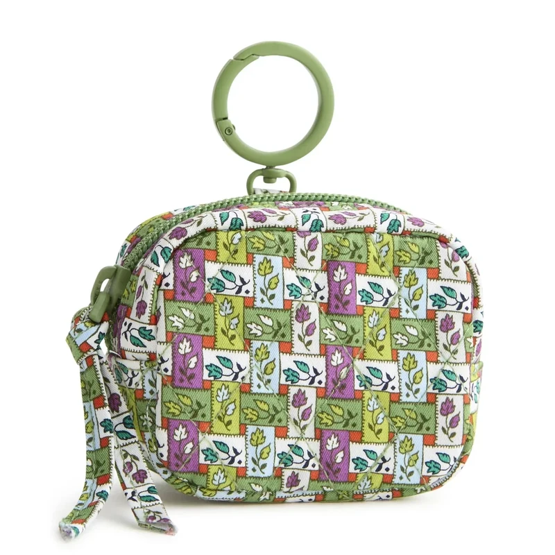 Premium Cotton Zip Earbud Bag Charm, Ribbon Plaid, One Size - Image 1