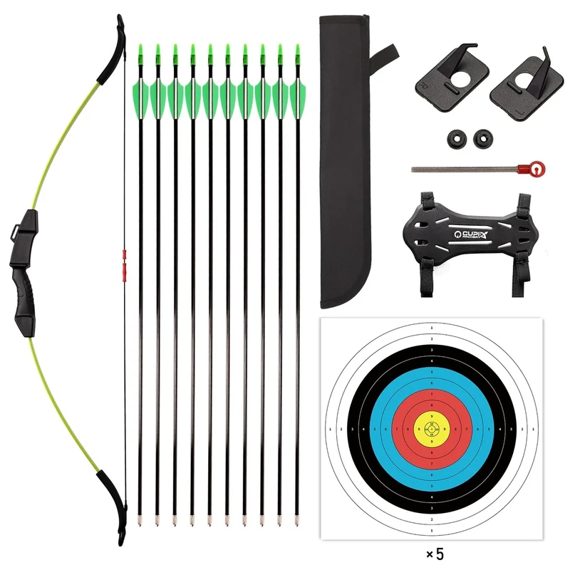 LWANO Bow and Arrow Set for Kids, Archery Beginner Gift with 10 Arrows, 5 Target Face, Ideal for Kids, Youths, Teens, Perfect for Left & Right Handers (Green)